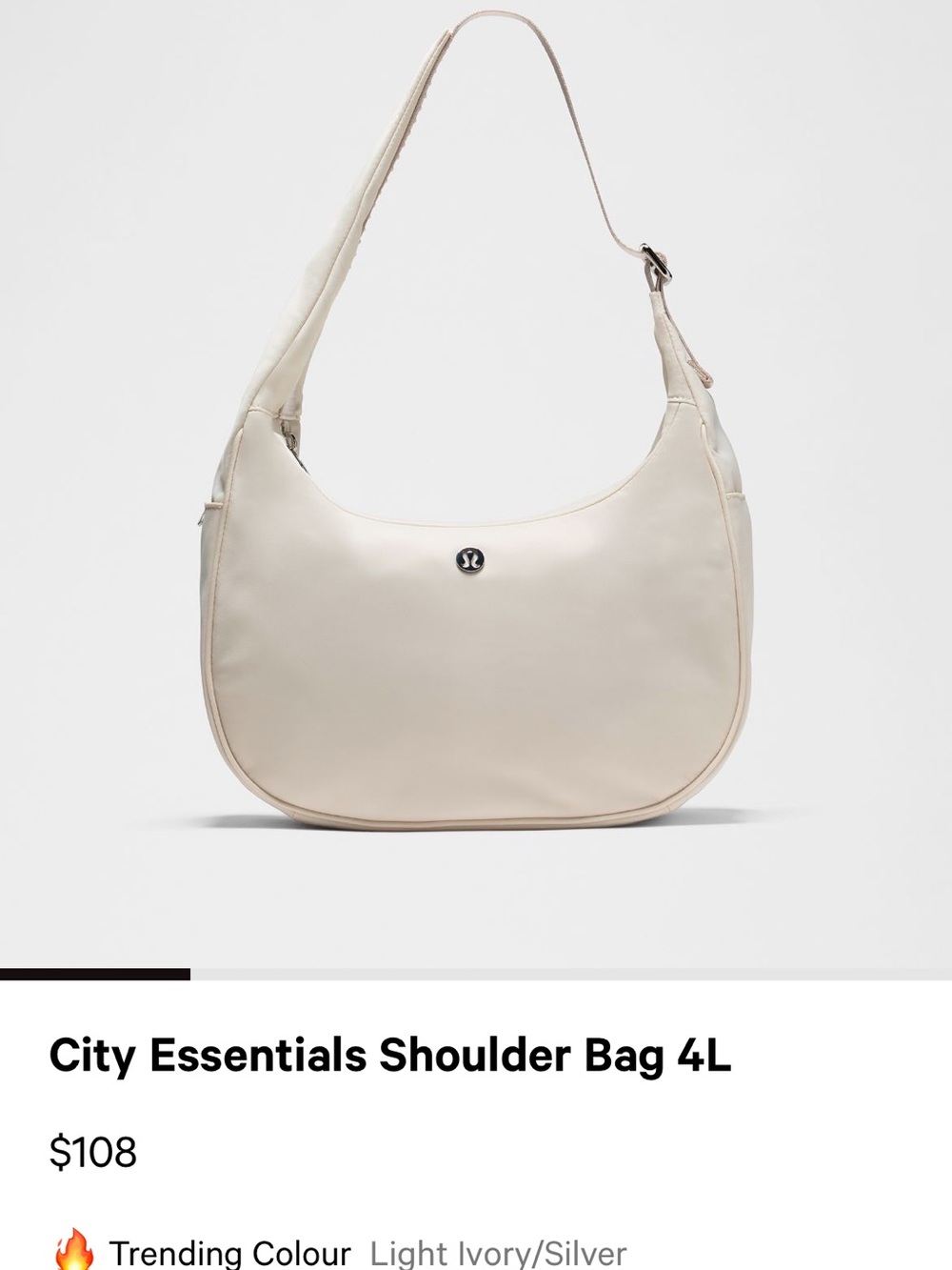 lululemon athletica shoulder bag in light ivory